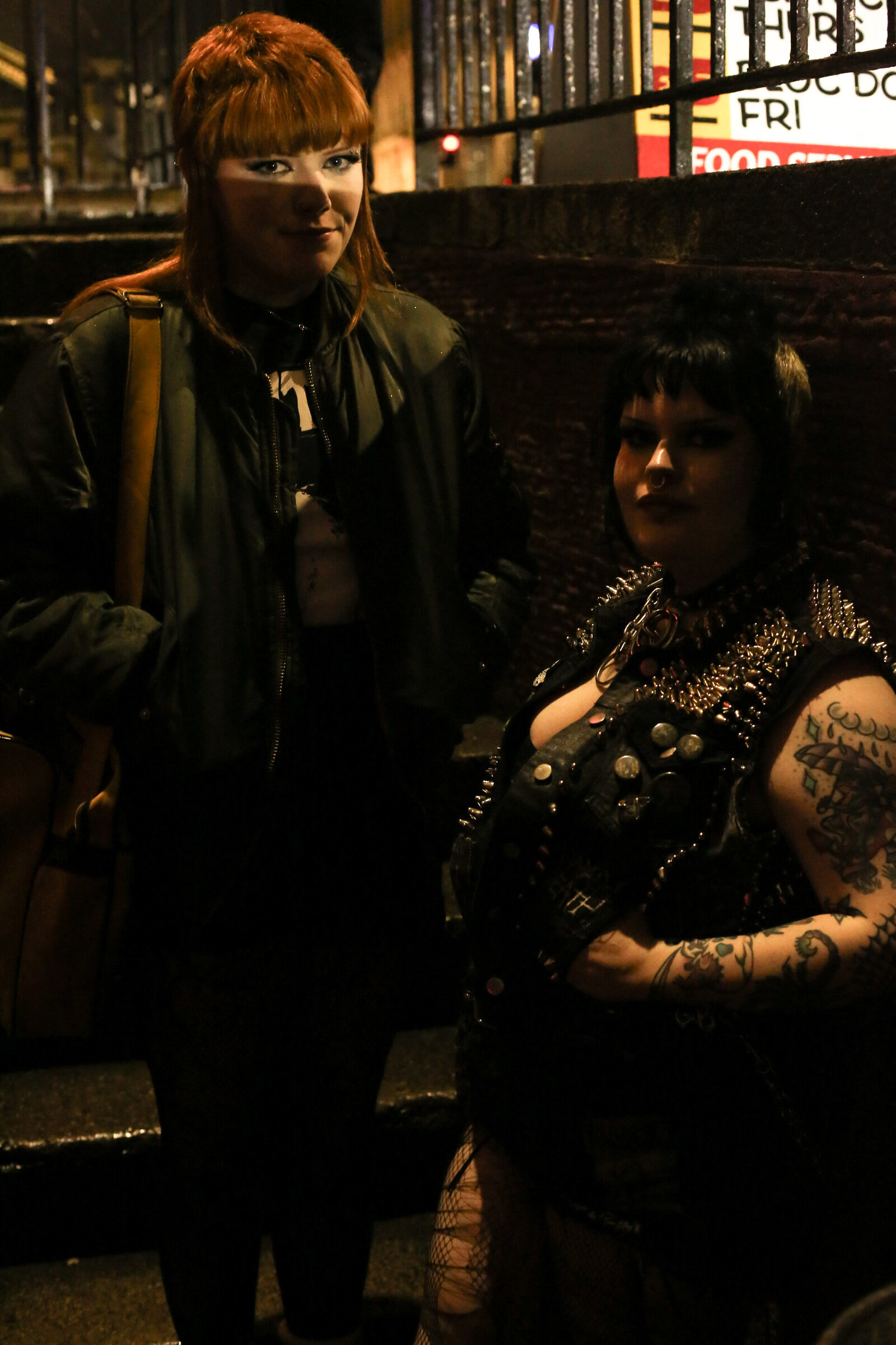 Couple outside the venue at night