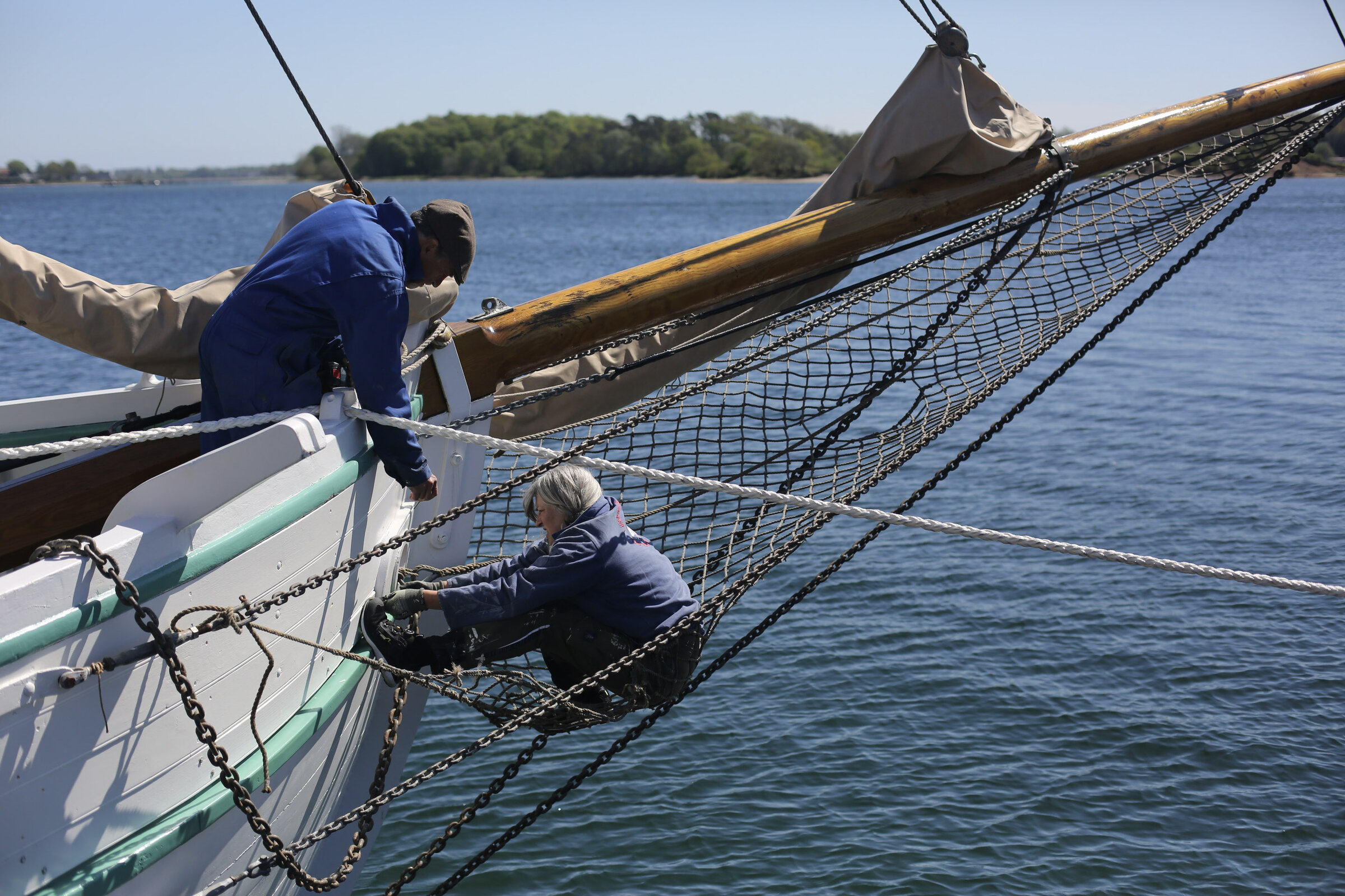 Crew working on a ship's deck